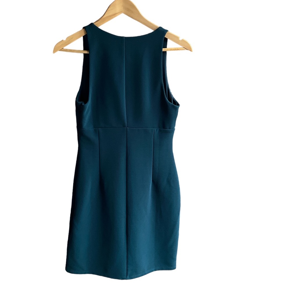 TopShop Old Money Blue BodyCon Dress W/ Deep V (6) - Picture 2 of 11